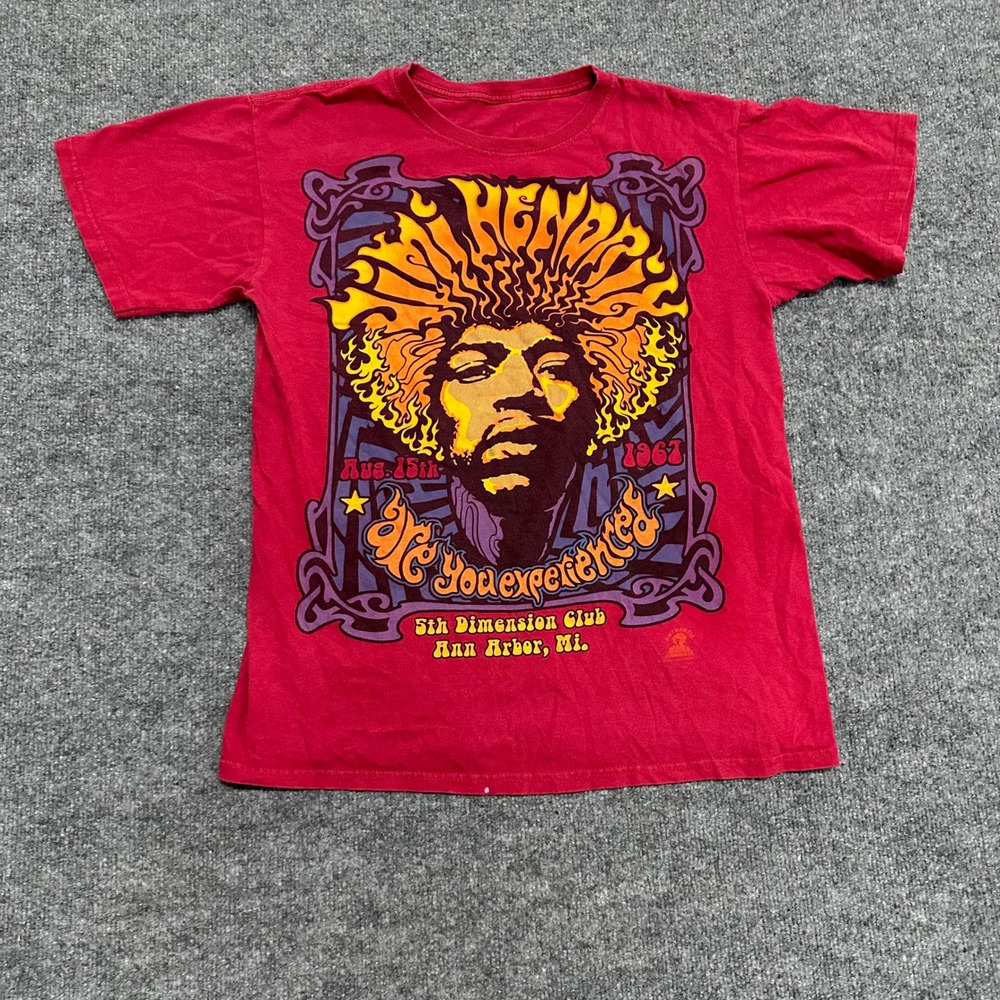 Jimi Hendrix T-Shirt Mens Size M Red Are You Experienced Graphic Rock Band Tee